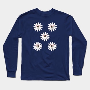 Daisy Flower with French Bulldog Head Long Sleeve T-Shirt